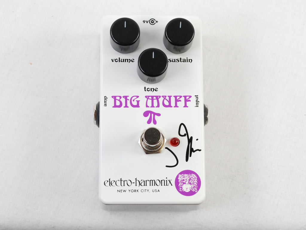 Electro-Harmonix J Mascis Ram's Head Big Muff Pi fuzz pedal — white enclosure with violet graphics