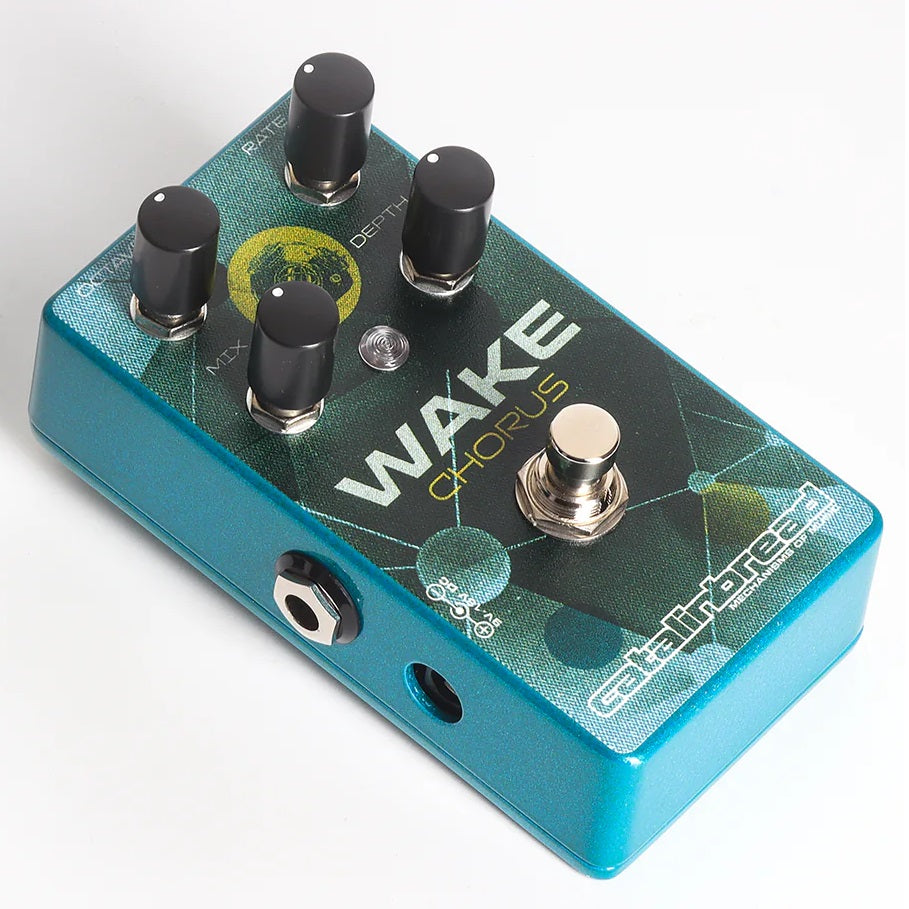 Catalinbread Wake Chorus Octaver pedal — angled view of blue chorus pedal