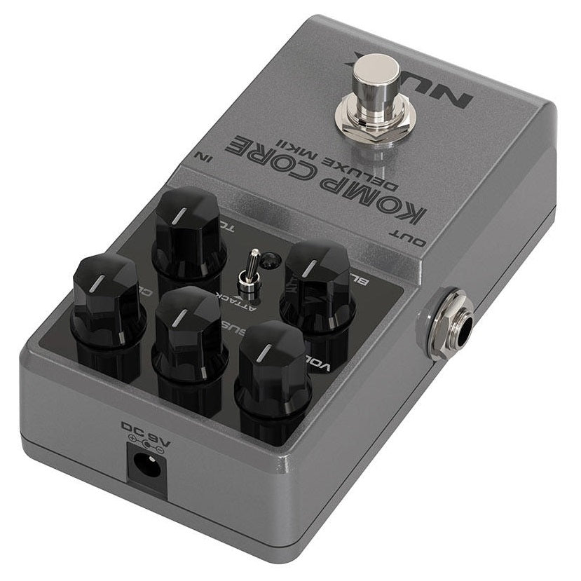 NUX Komp Core Deluxe MKII compressor pedal — side input/output jacks