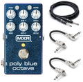 MXR M306 Poly Blue Octave pedal — blue sparkle enclosure with bundled cables