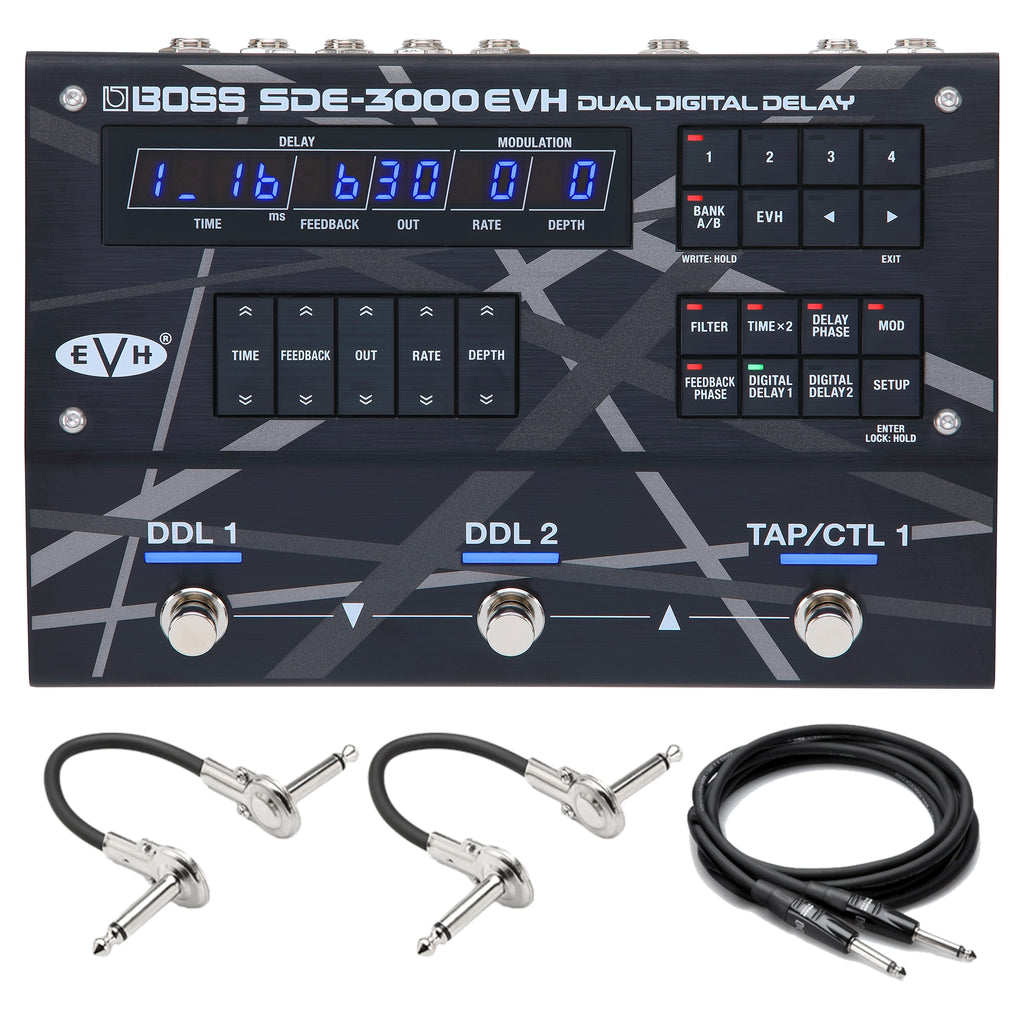 Boss SDE-3000EVH delay pedal — top panel with EVH stripe graphic