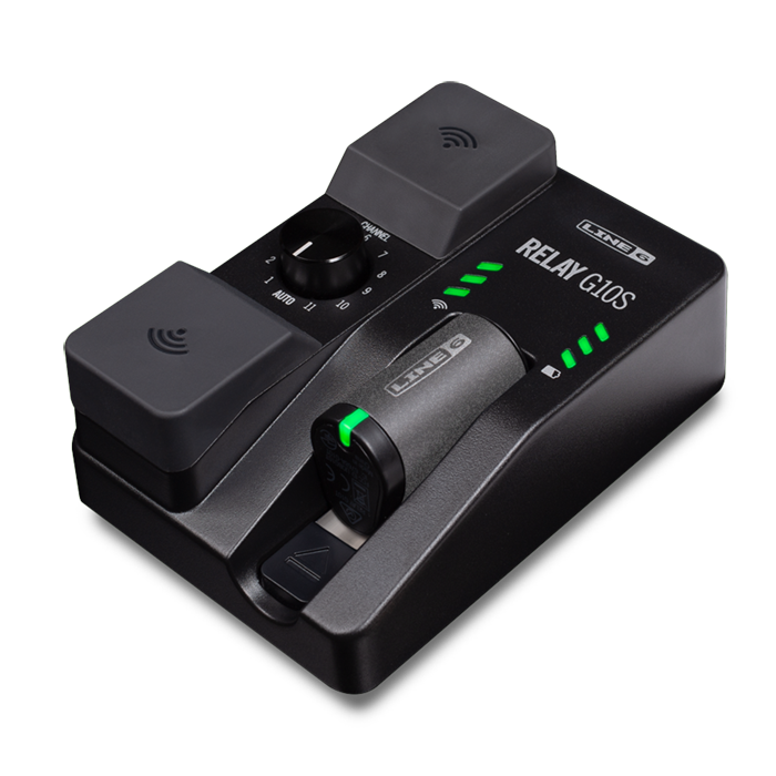 Line 6 Relay G10S wireless system — angled view of stompbox receiver