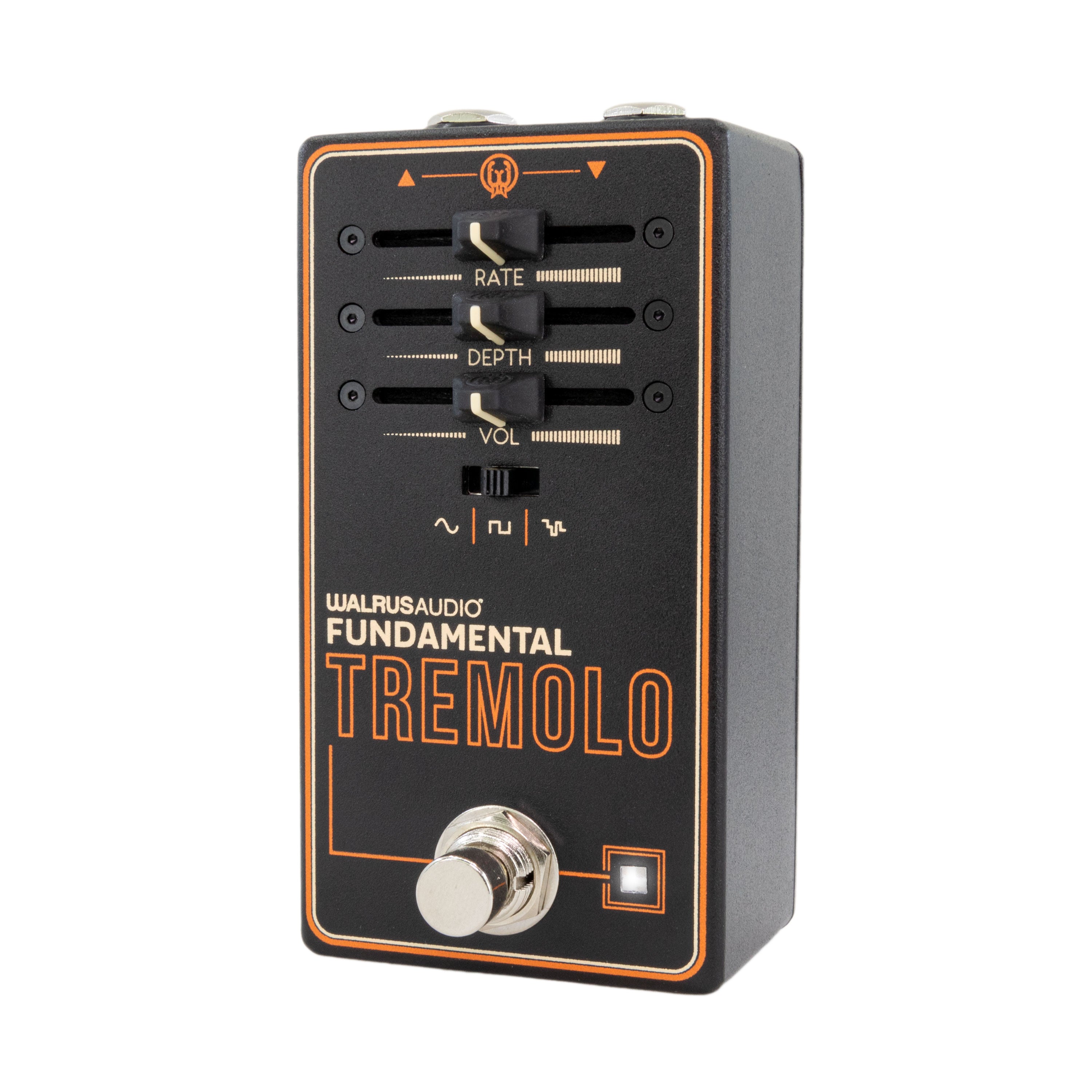 Walrus Audio Fundamental Tremolo guitar effects pedal — side profile with jacks