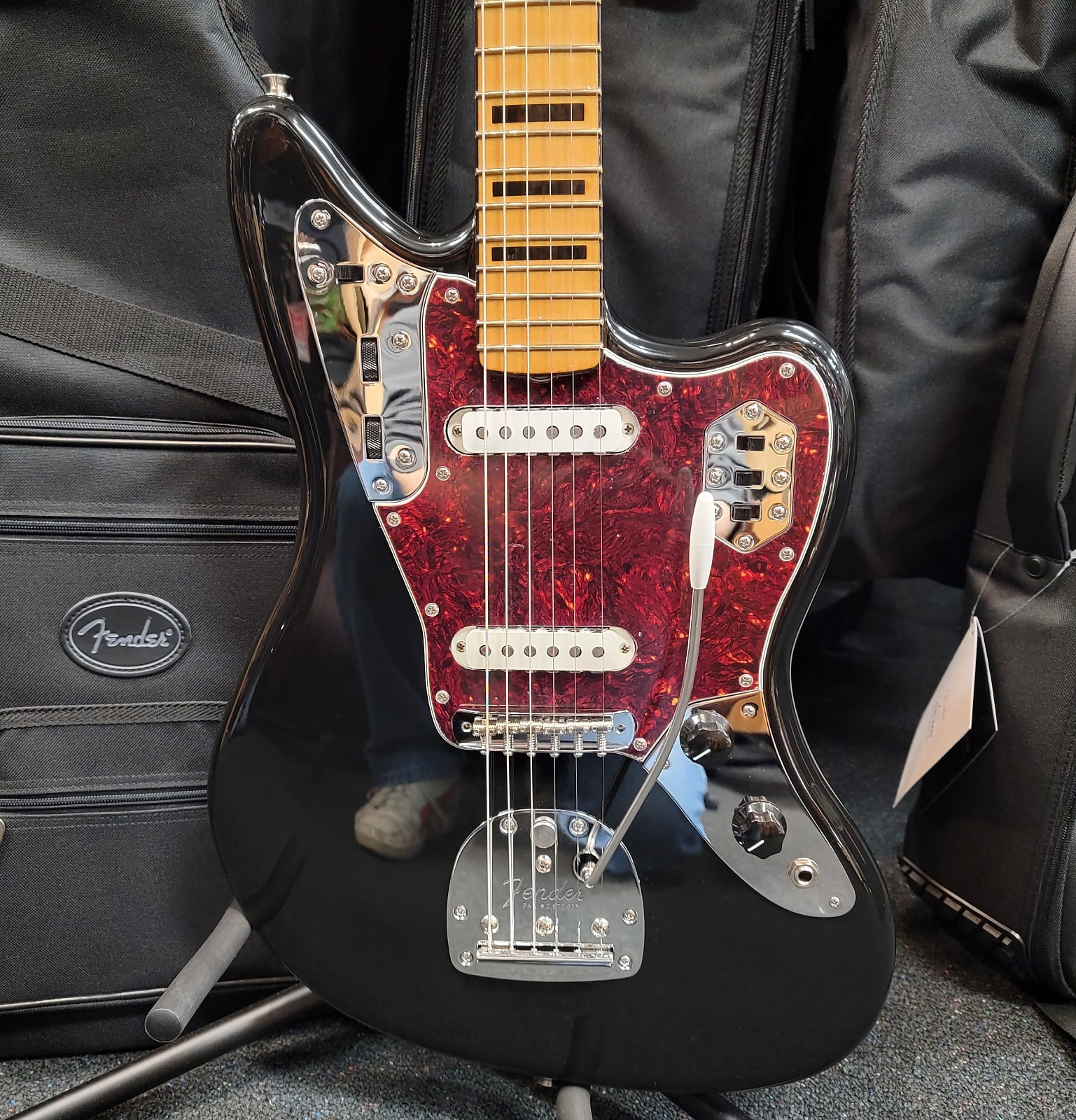 Fender Vintera II 70's Jaguar electric guitar — Black body front view