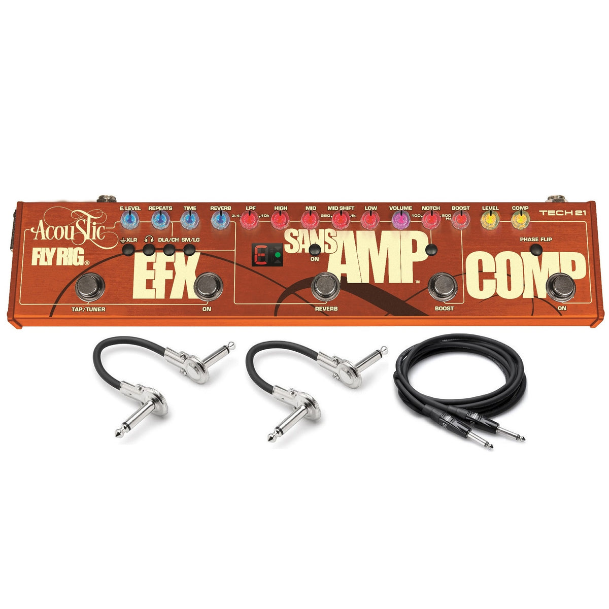 Tech 21 Acoustic Fly Rig SansAmp pedal — control and footswitch detail