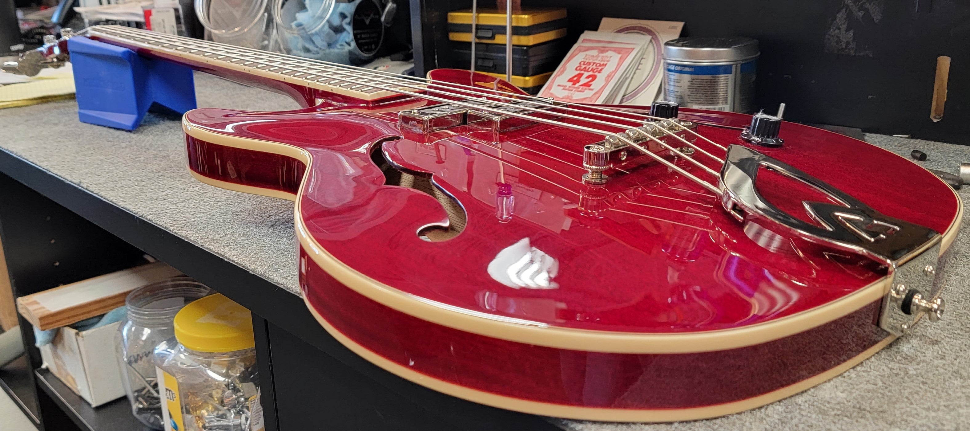 Guild Starfire I Cherry Red bass profile view