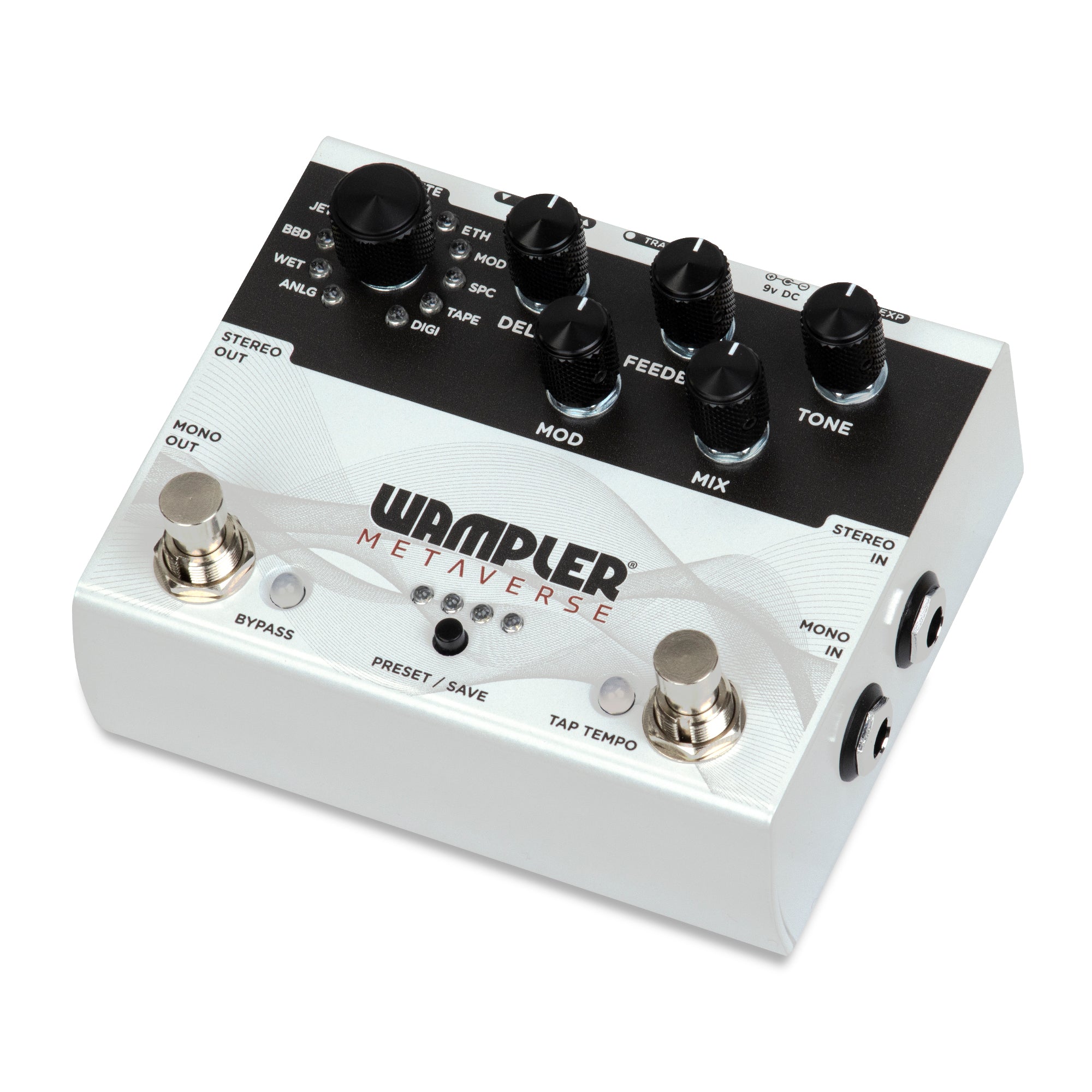 Wampler Metaverse Multi-Delay pedal with Boss instrument cable and BPC4 patch cables