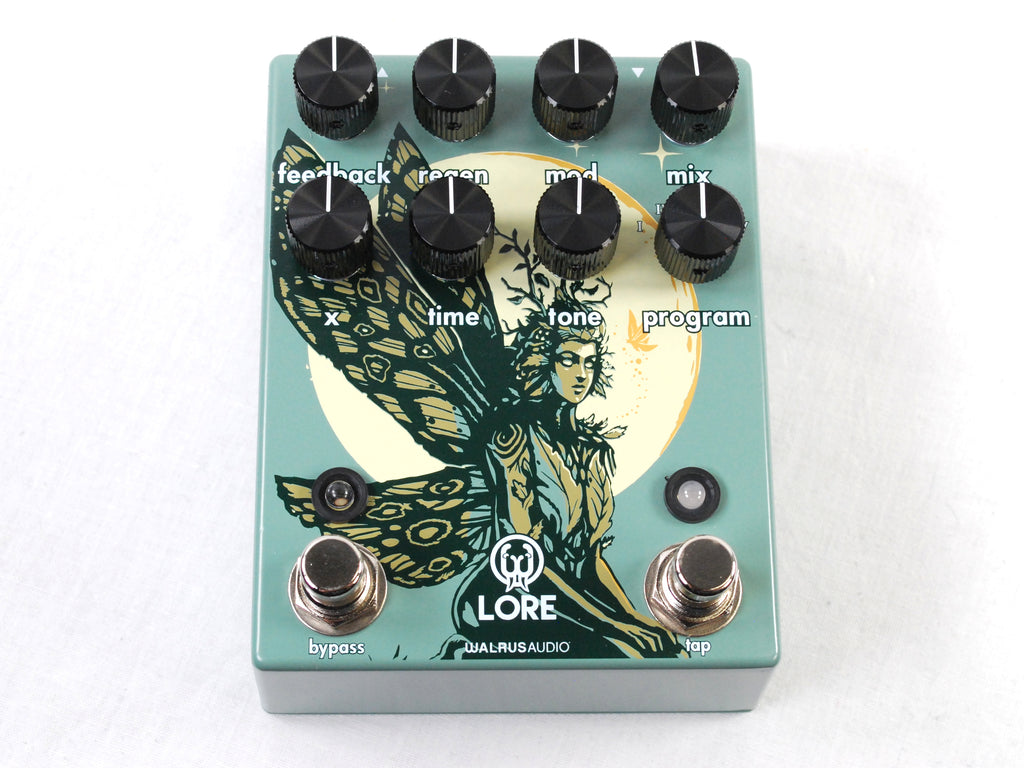 Walrus Audio Lore used pedal top-angle view - green enclosure with art