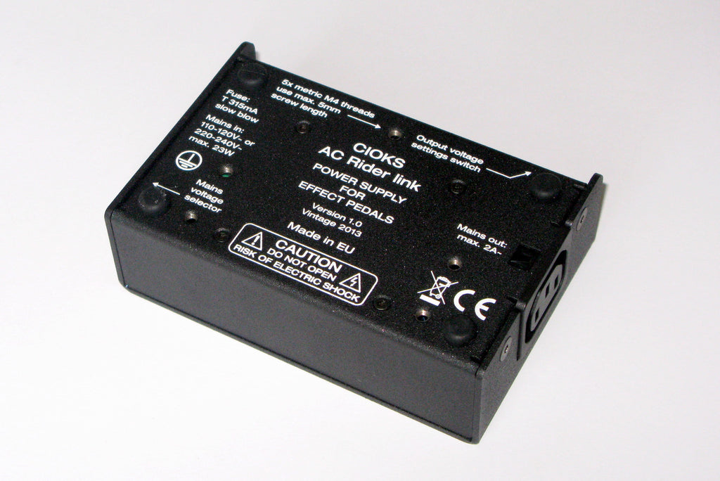 Cioks AC Rider Link power supply — rear view showing power input