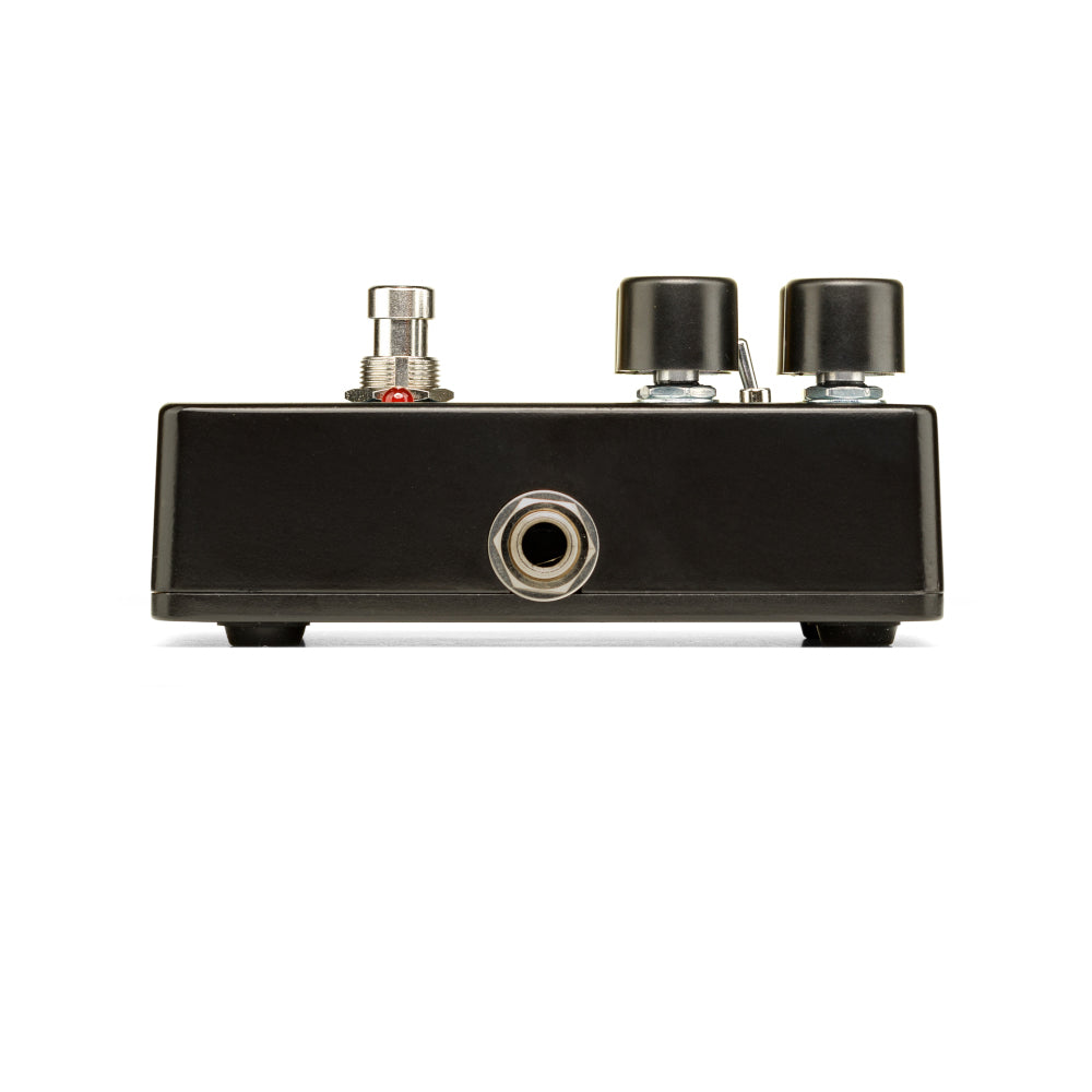 Electro-Harmonix Satisfaction Plus fuzz pedal — side view