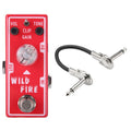 Tone City Wild Fire distortion pedal — red enclosure with patch cable