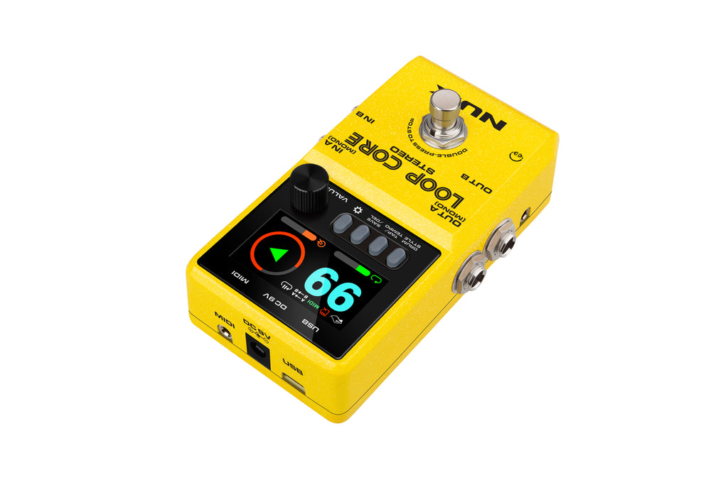 NUX Loop Core Stereo looper pedal — drum patterns screen
