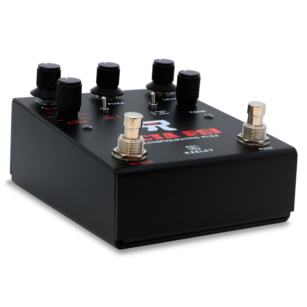 Keeley Octa Psi fuzz pedal — side jacks view