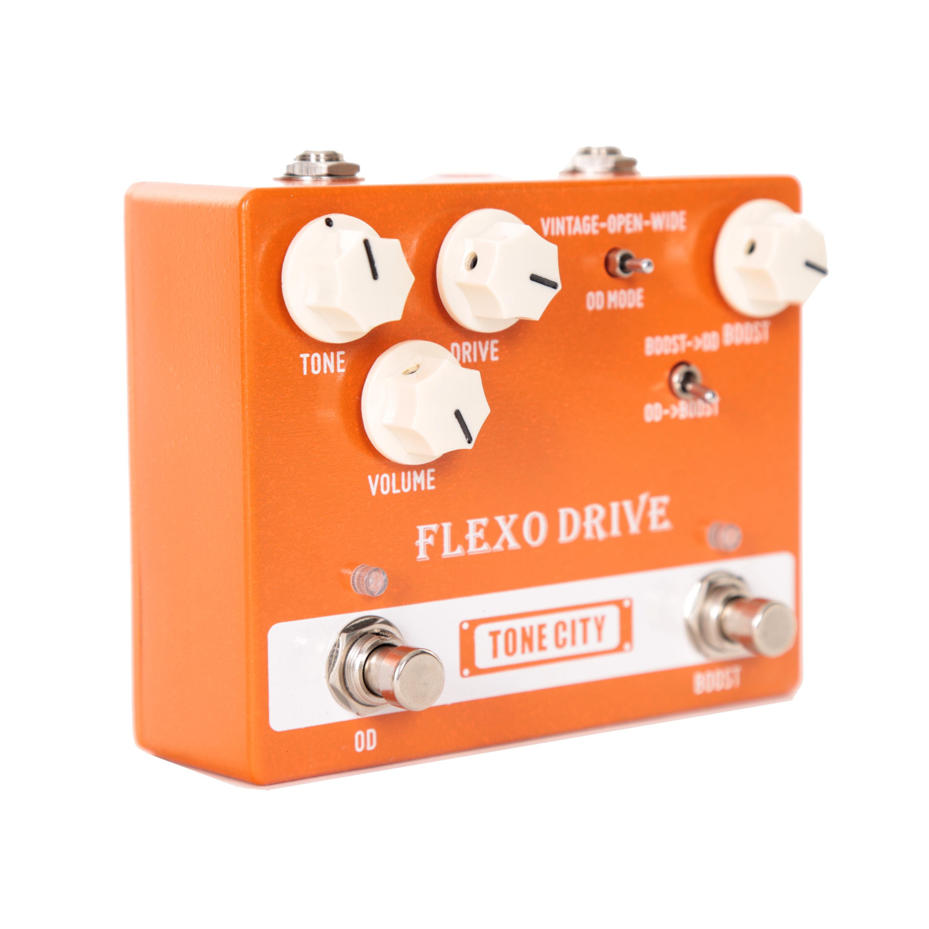 Tone City Flexo Drive pedal — footswitches detail