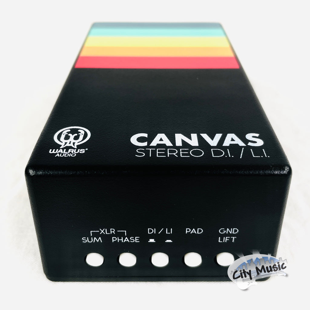 Walrus Audio Canvas Stereo DI Box — top view showing input jacks