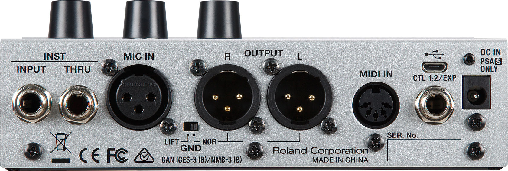 Used Boss VE-500 Vocal Performer pedal rear connections