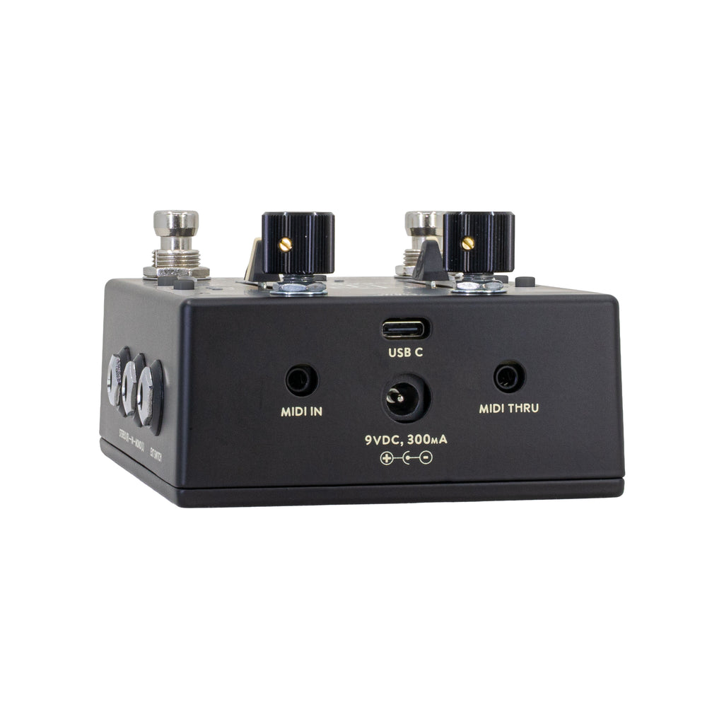 Walrus Audio Xero Polylooper pedal — black, side jacks view