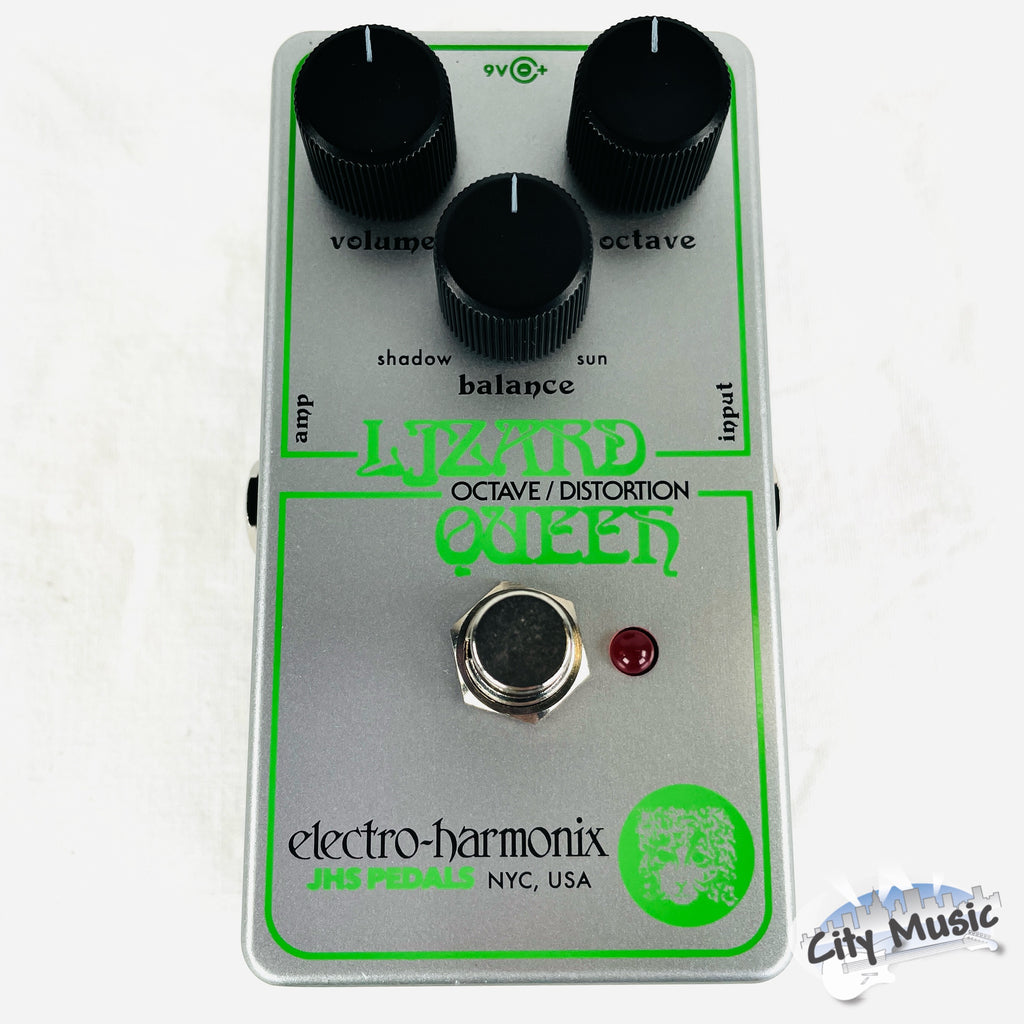 EHX JHS Lizard Queen octave fuzz pedal — angled view