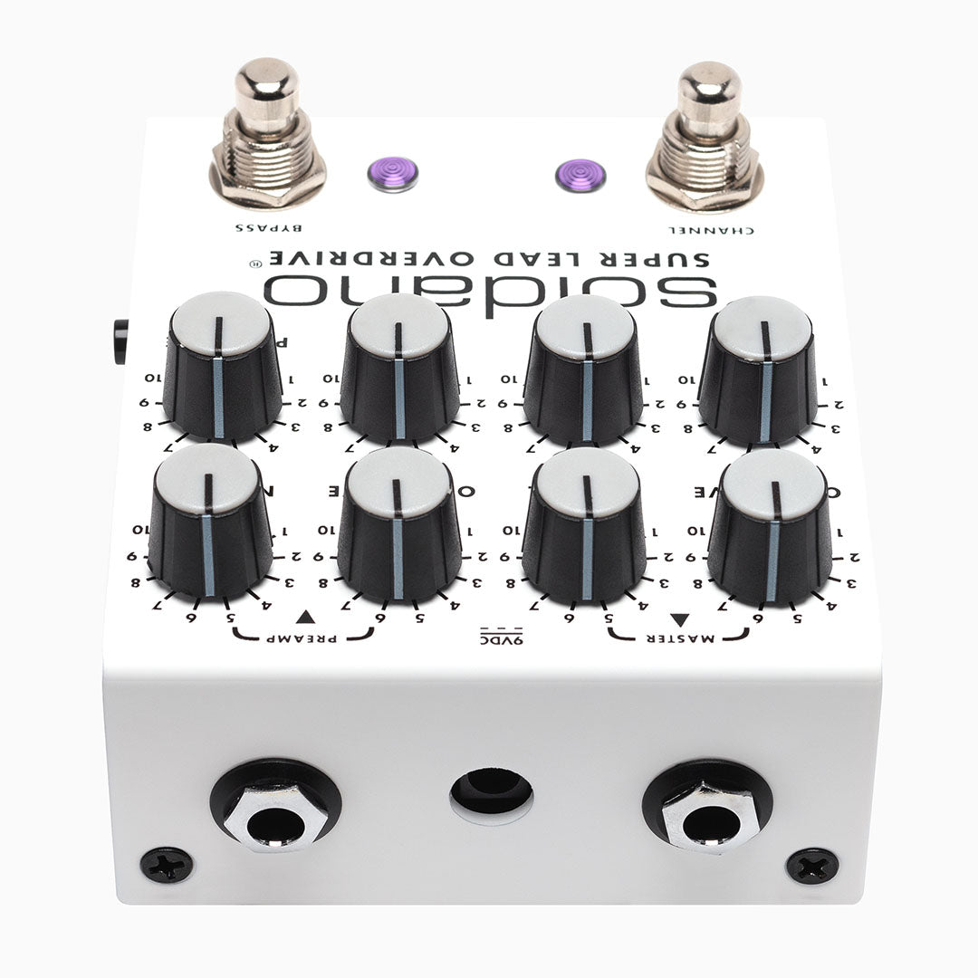 Soldano SLO PLUS overdrive pedal — top down knob layout