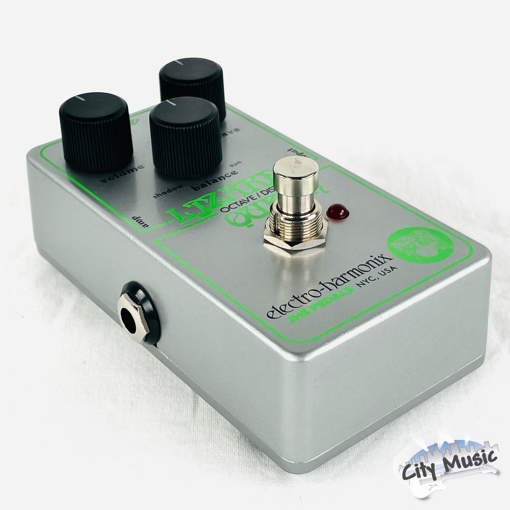 EHX JHS Lizard Queen octave fuzz pedal — control knobs detail