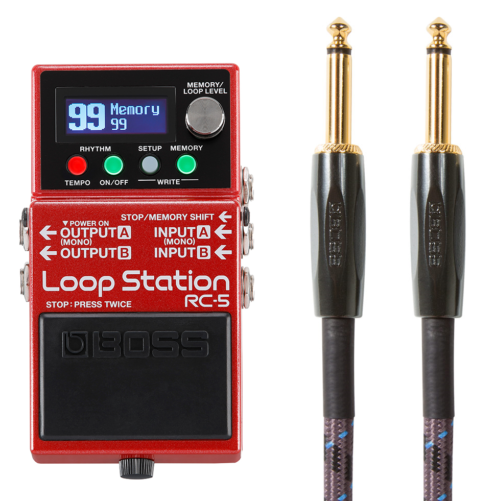 Boss RC-5 Loop Station looper pedal — top LCD and control view