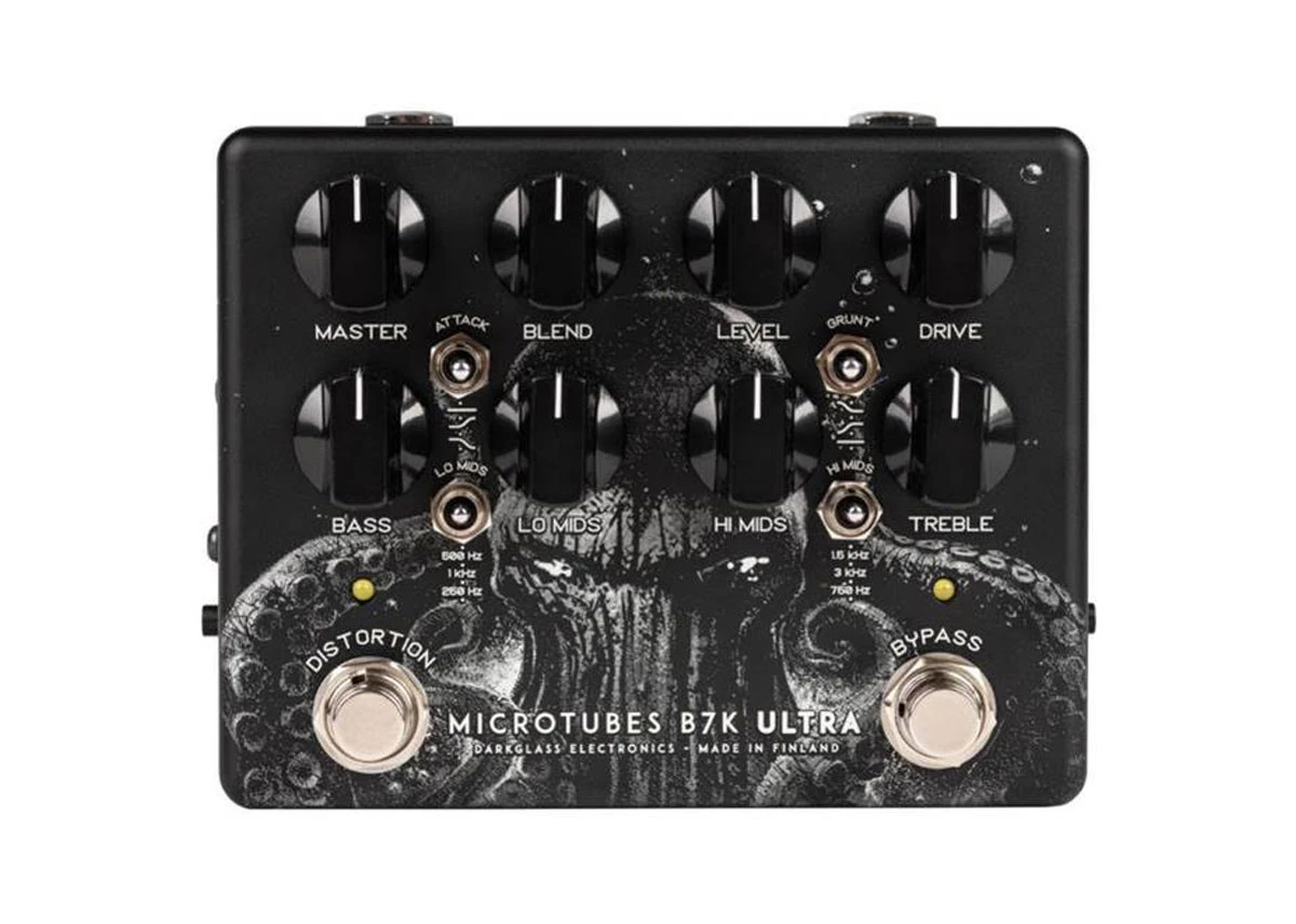 Darkglass B7K Ultra V2 Squid bass preamp pedal — black, squid engraving detail