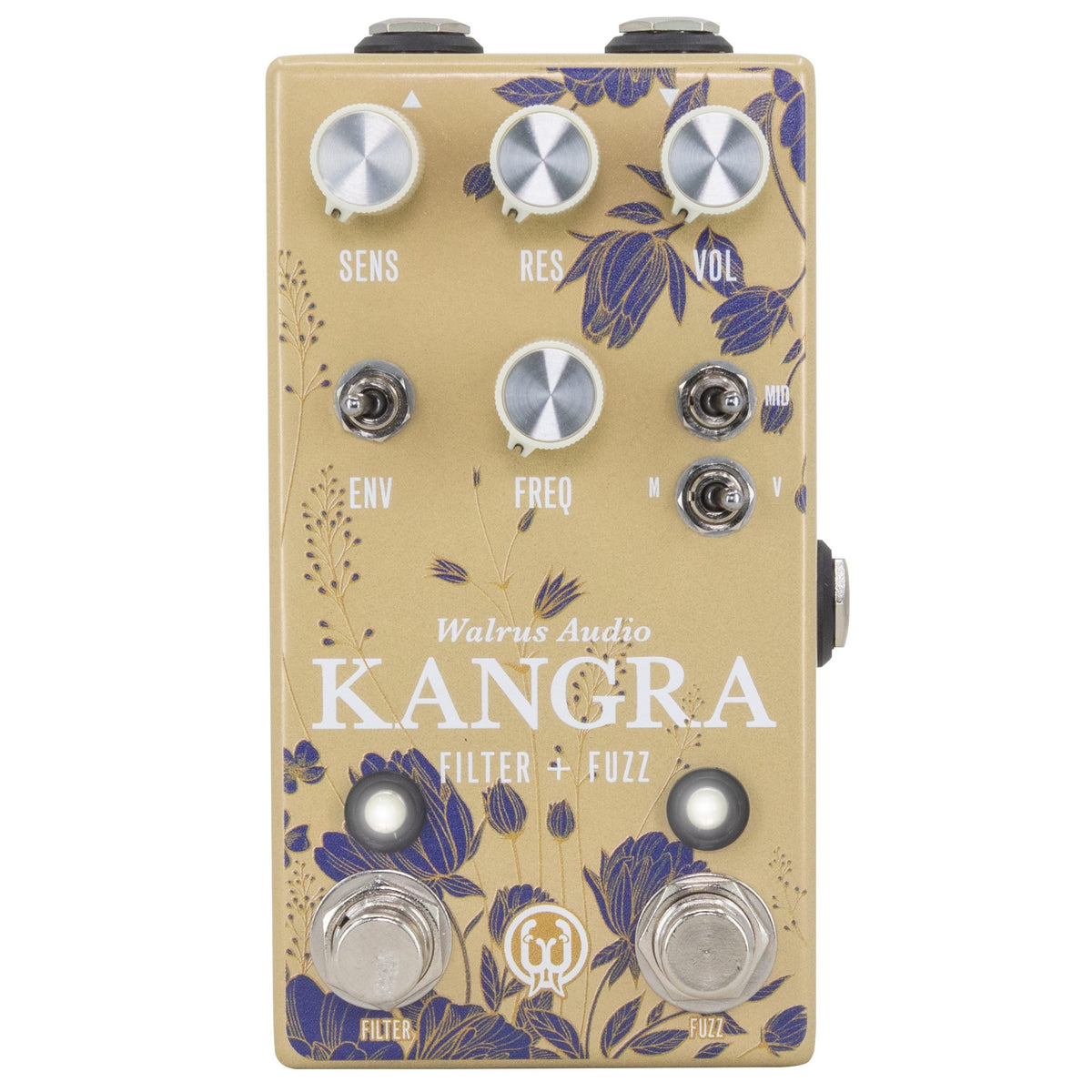 Walrus Audio Kangra Filter Fuzz pedal Floral Series gold — top view