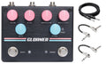 Pigtronix Gloamer volume swell pedal — black enclosure with pink and blue knobs, plus cables