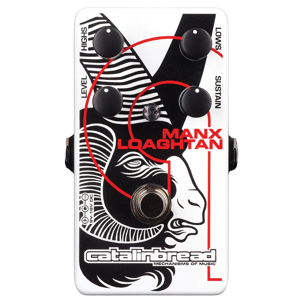 Catalinbread Manx Loaghtan fuzz pedal - white enclosure angled view