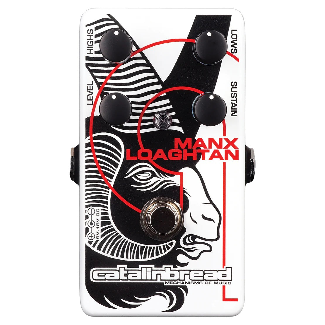 Catalinbread Manx Loaghtan fuzz pedal - white enclosure angled view