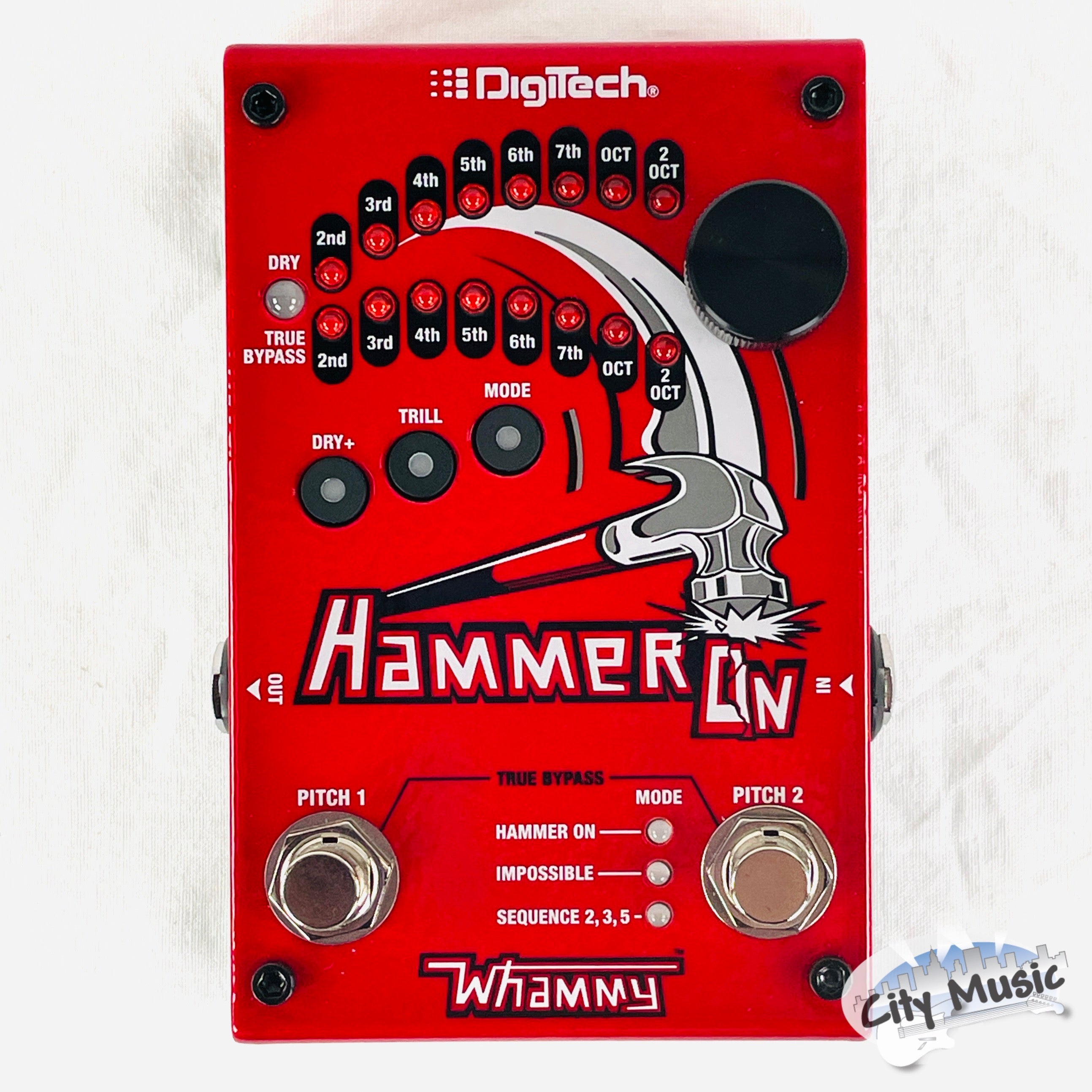 DigiTech HammerOn pitch shifter pedal — red top view