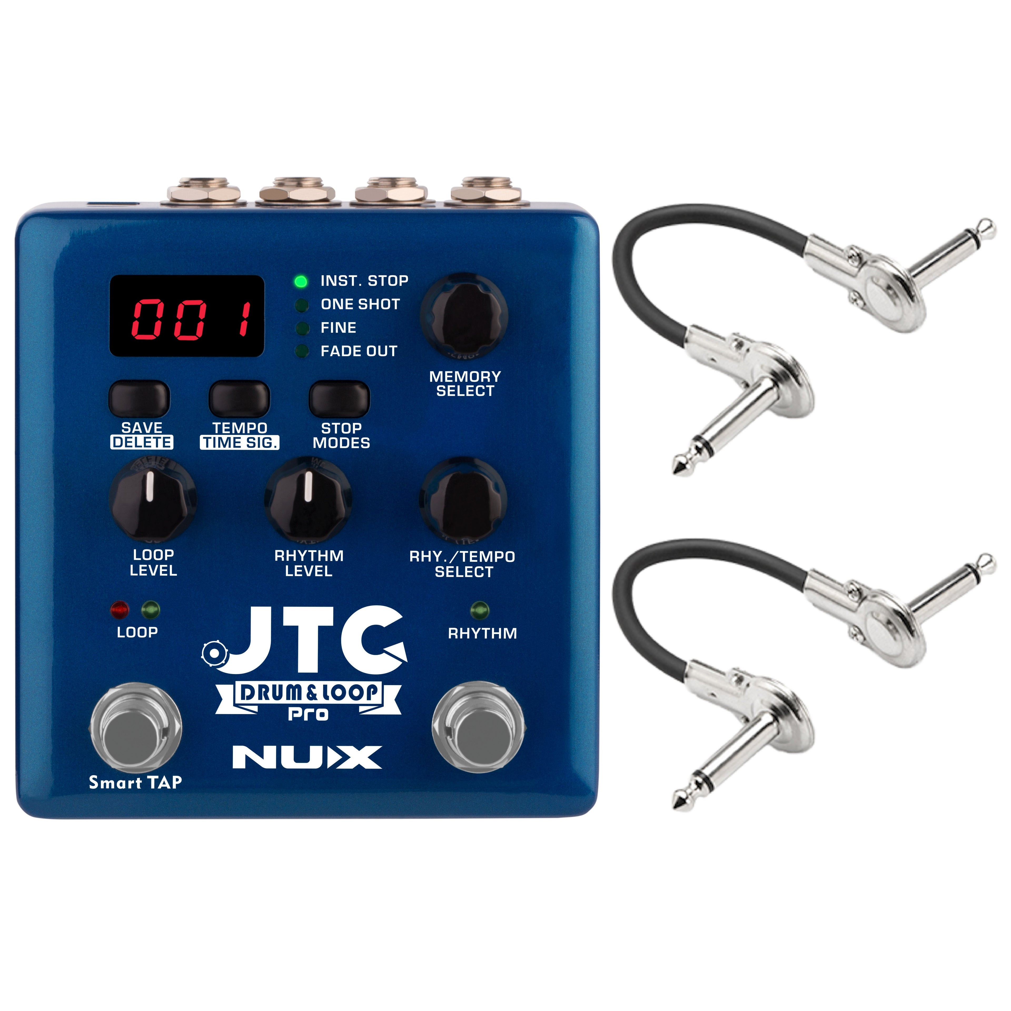 NUX NDL-5 JTC Drum & Loop Pro looper pedal with two patch cables