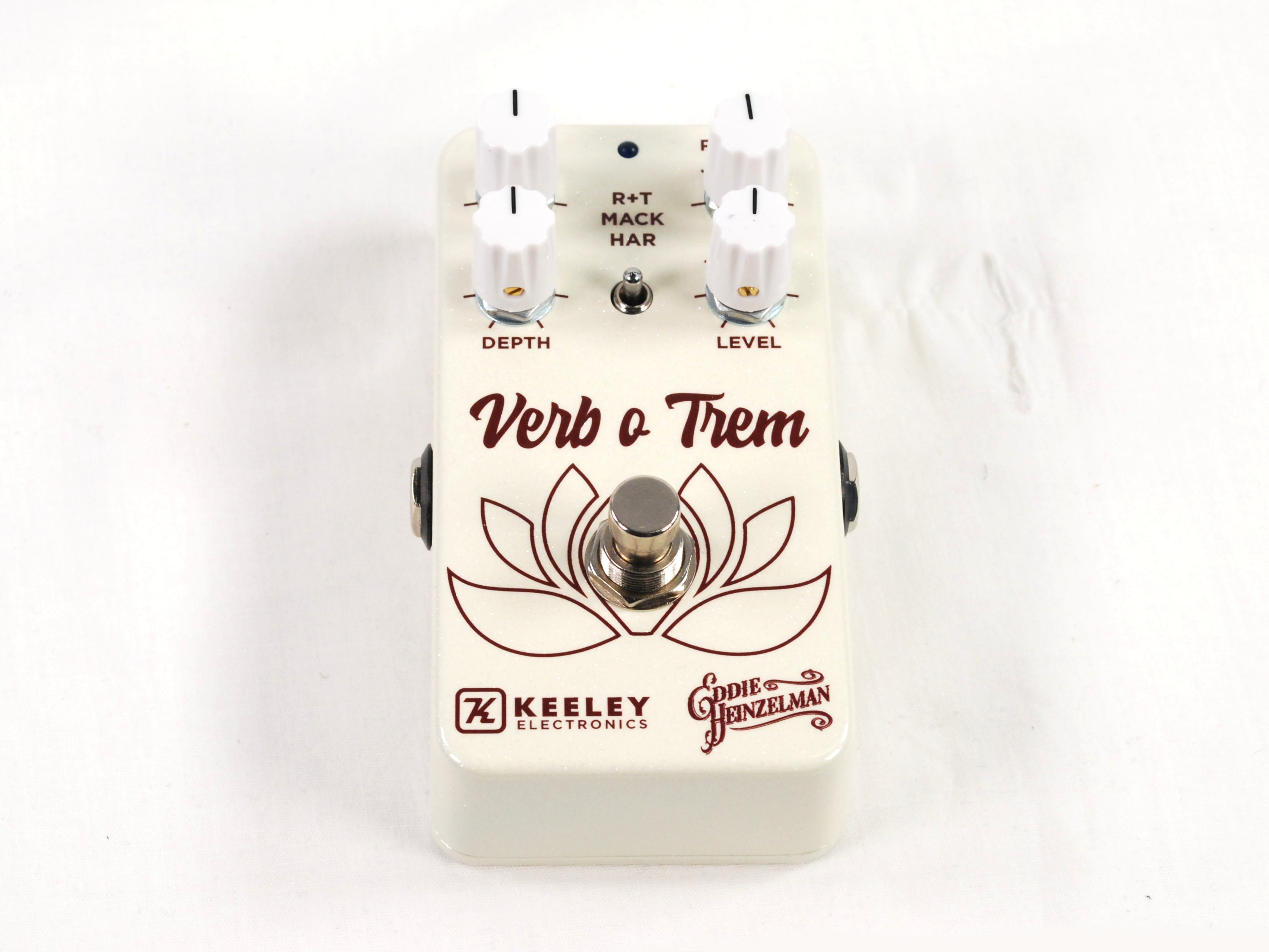 Keeley VoT Verb o Trem reverb tremolo pedal — white enclosure, top view