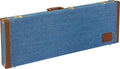Fender x Wrangler denim guitar case — blue, angled exterior