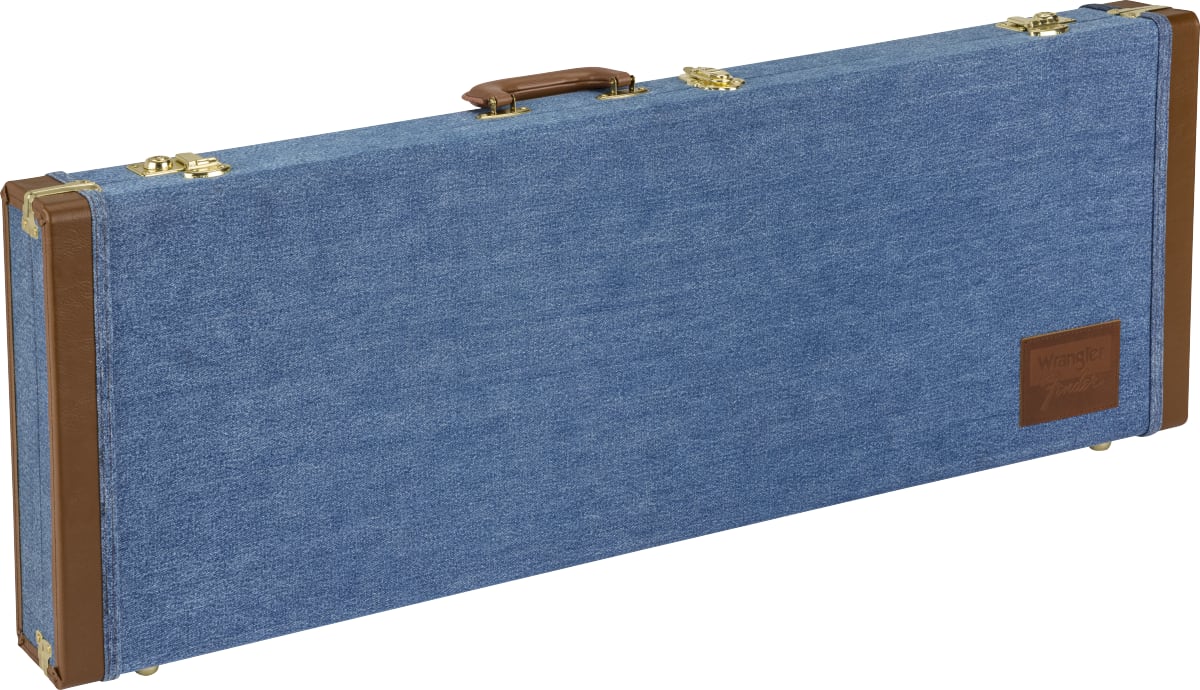 Fender x Wrangler denim guitar case — blue denim detail