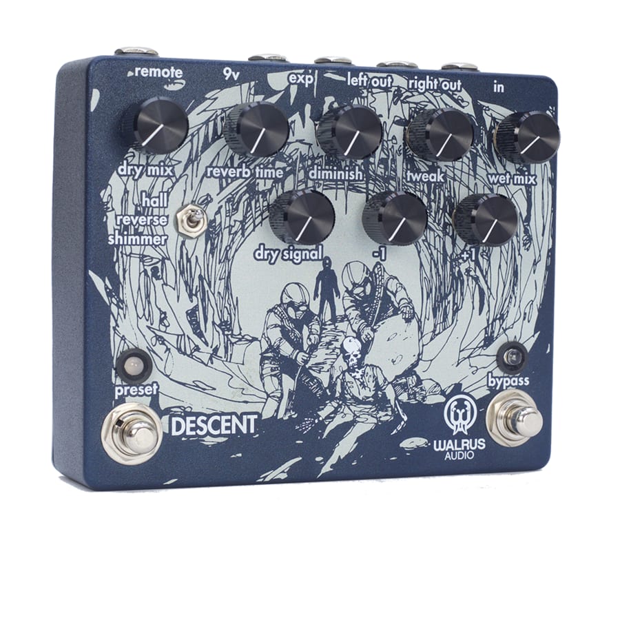 Walrus Audio Descent Reverb pedal — blue enclosure, alternate view