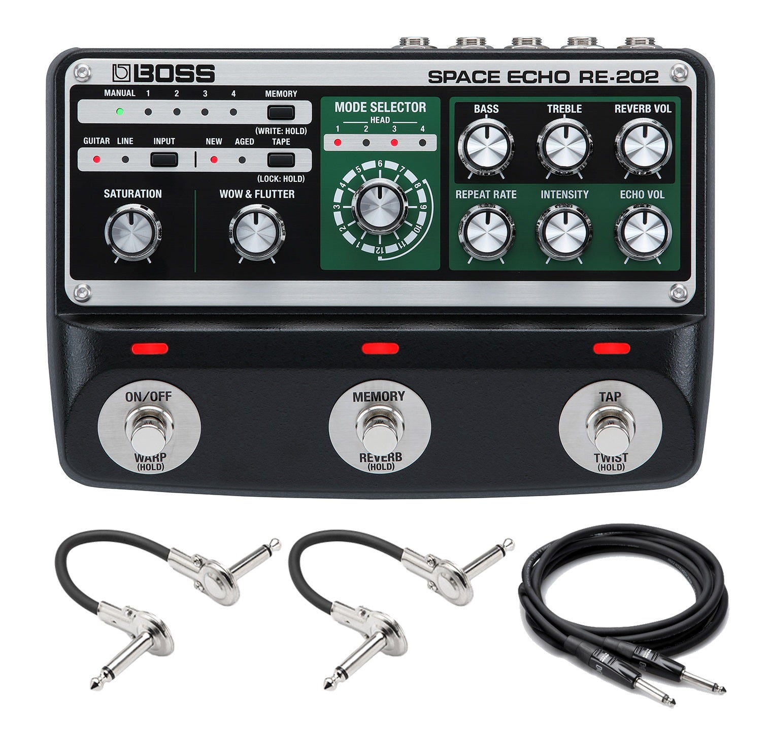 Boss RE-202 Space Echo pedal — top control panel detail
