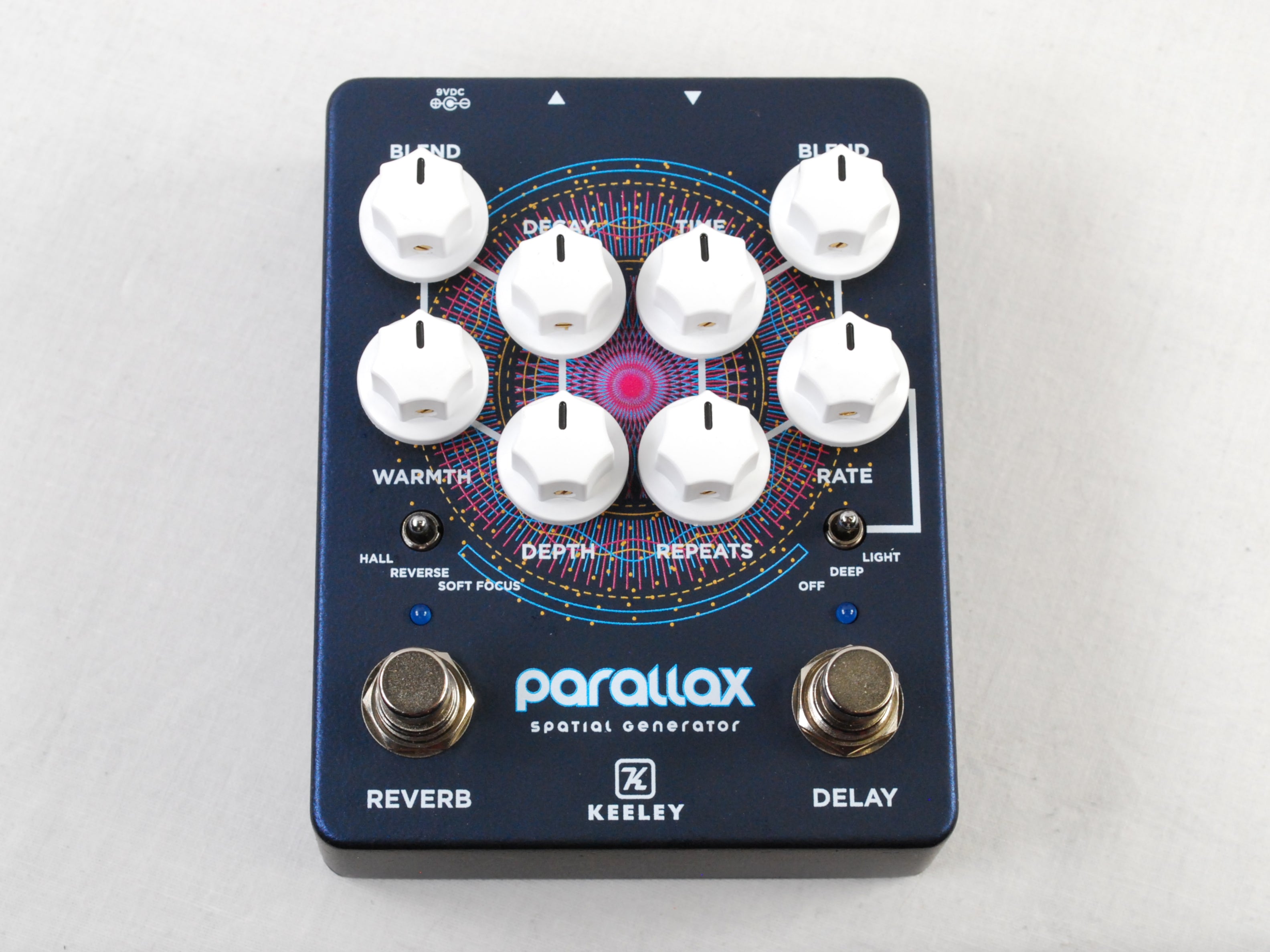 Used Keeley Parallax reverb delay pedal — controls detail