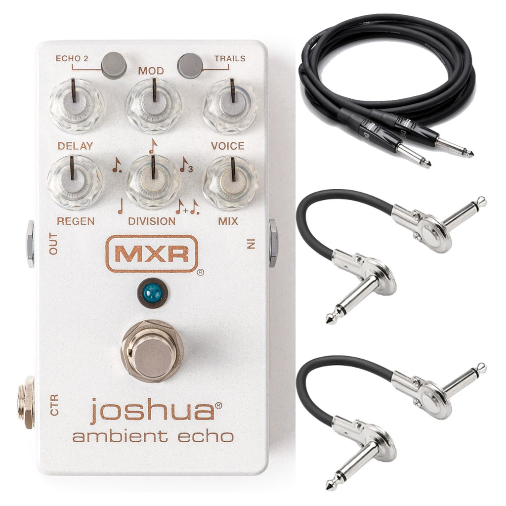 MXR M309 Joshua Ambient Echo pedal in white with included Hosa cables
