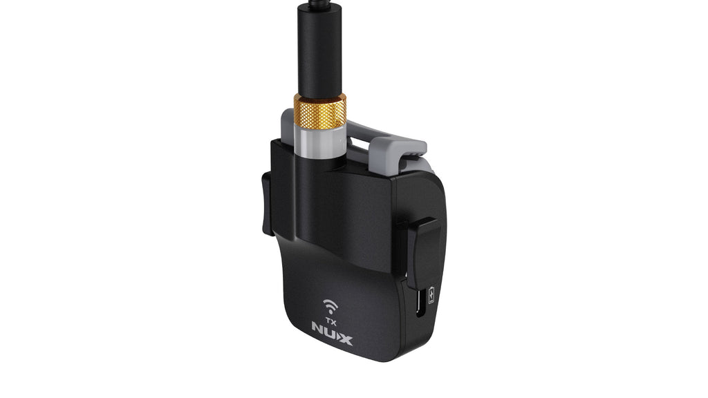 NUX B-6 wireless saxophone microphone system — flexible gooseneck detail