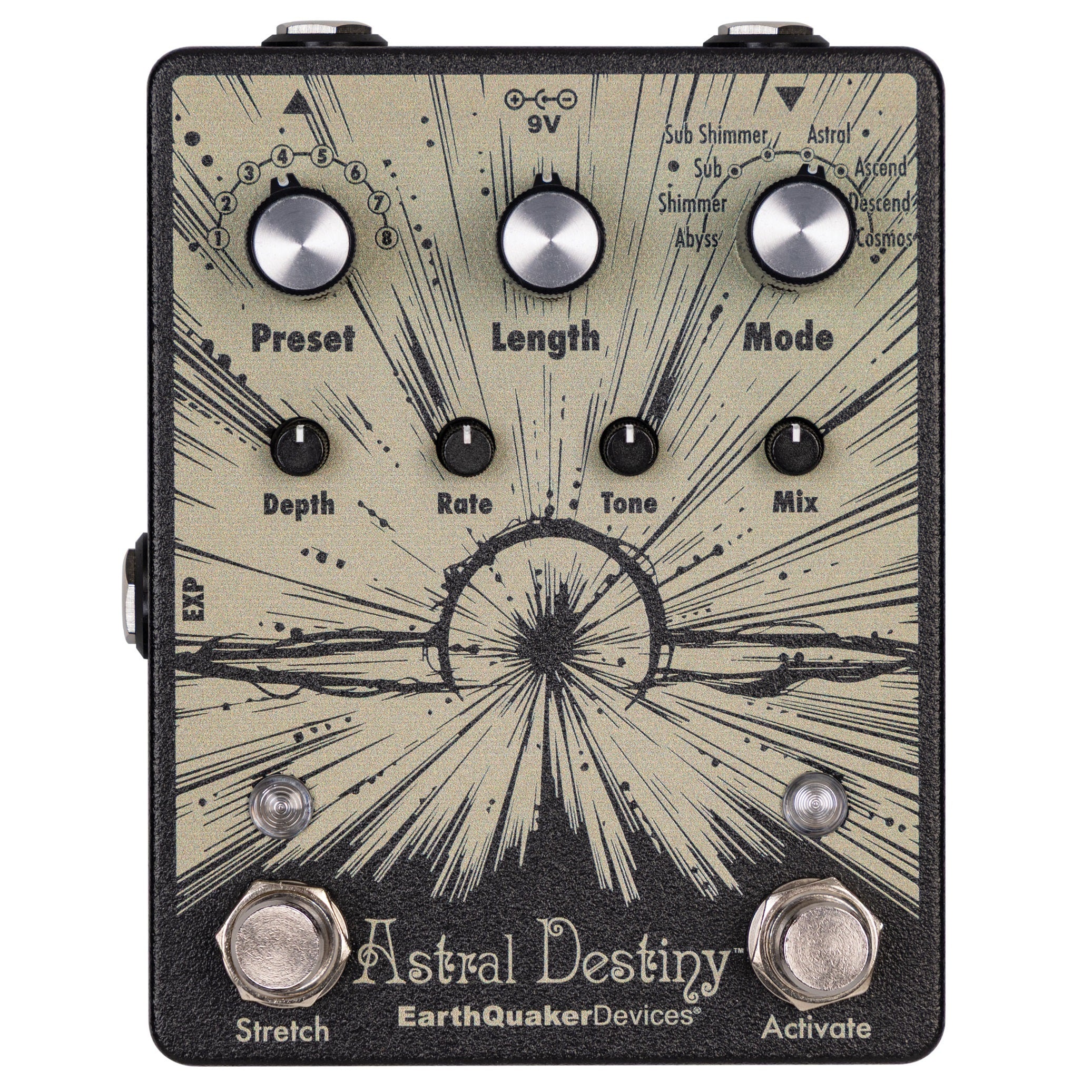New EarthQuaker Astral Destiny Limited Edition Black & Gold Octave Reverb Pedal