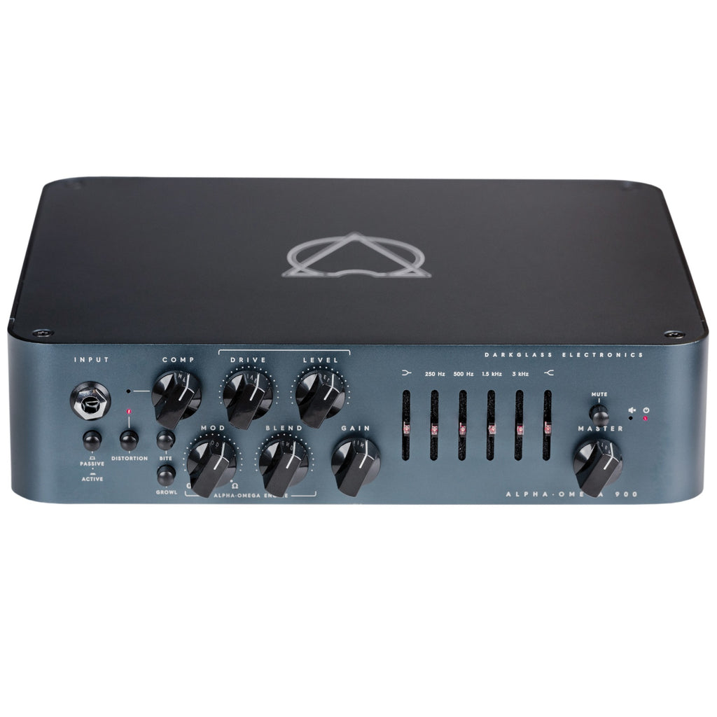 Darkglass Alpha Omega 900 bass amp head — angled front view