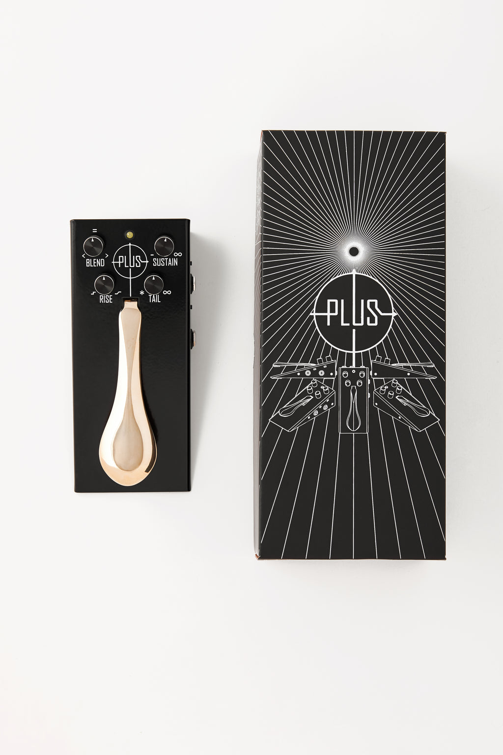Gamechanger Audio Plus sustain pedal — side view showing input and output jacks