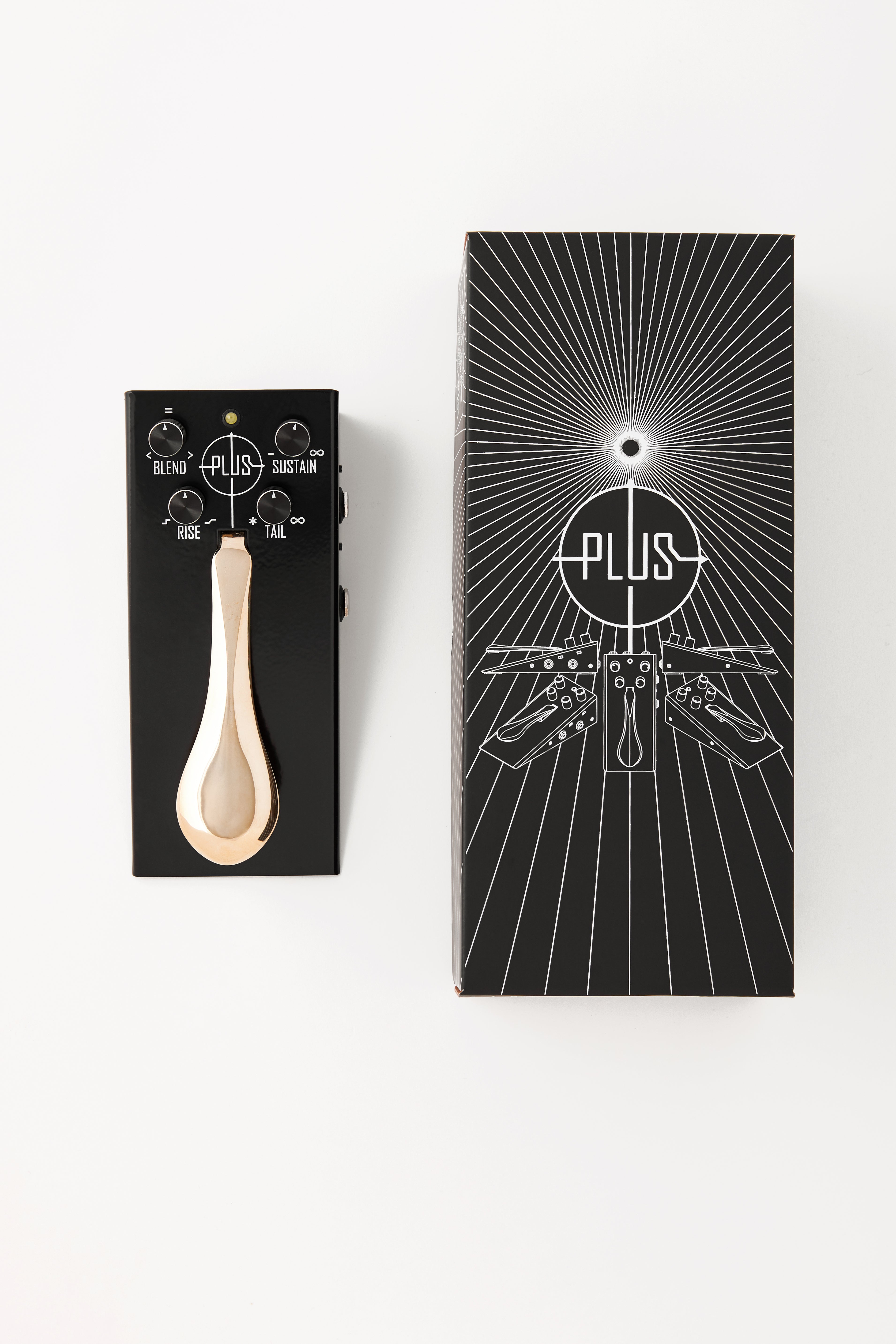 Gamechanger Audio Plus sustain pedal — side view showing input and output jacks