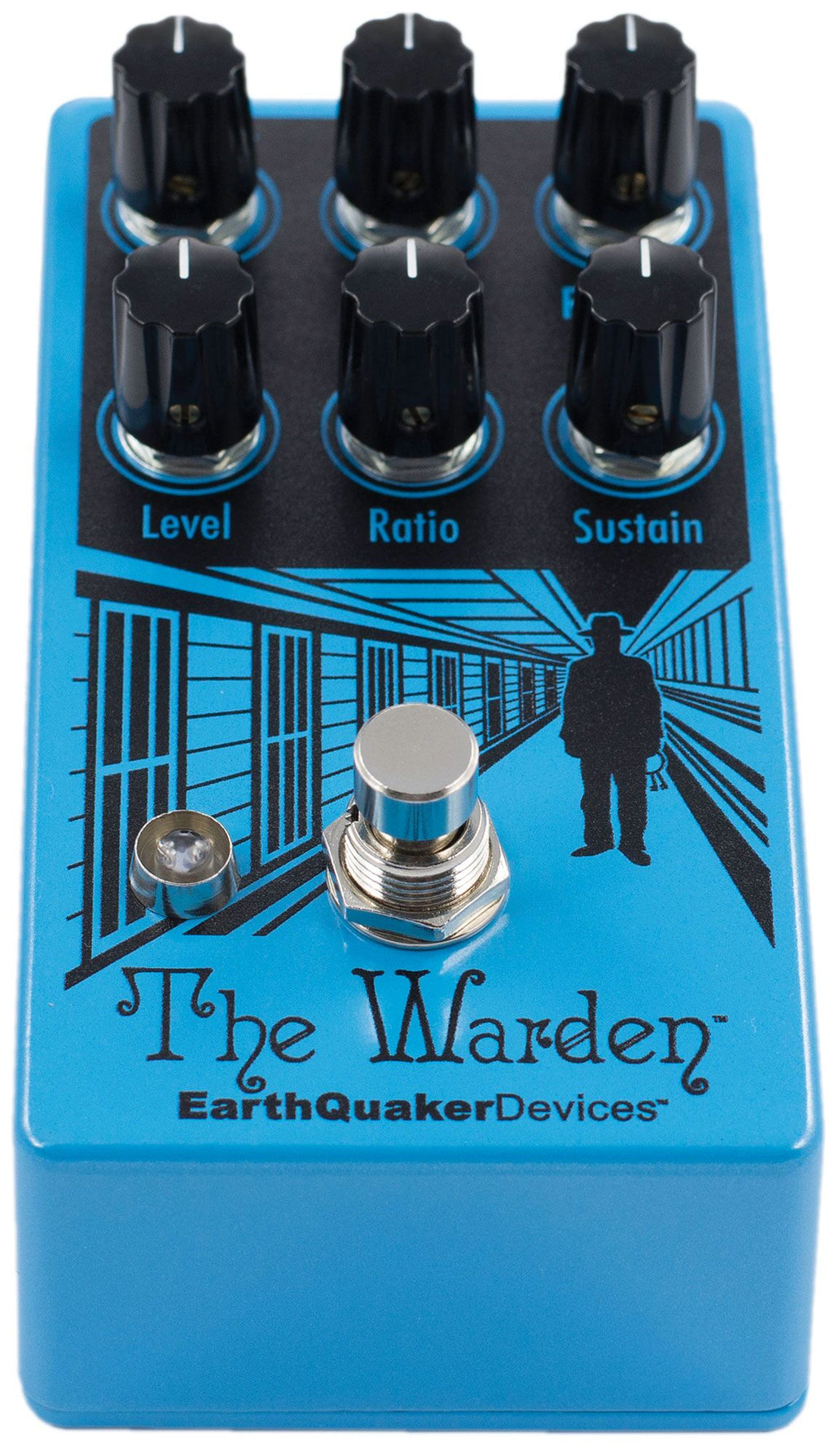 EarthQuaker Devices The Warden V2 optical compressor pedal — jacks detail