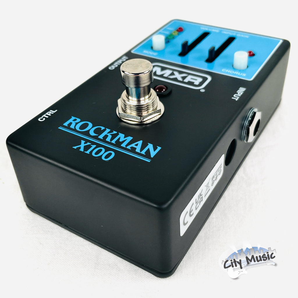 Used MXR MX100 Rockman X100 tone processor pedal — mode LEDs close-up