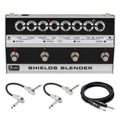 Fender Shields Blender fuzz pedal — black and silver chassis with cables