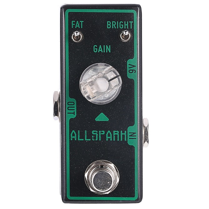 Tone City All Spark boost pedal — top switches detail