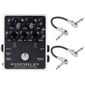 Darkglass Microtubes B7K V2 bass preamp pedal with two patch cables — black face, white frame