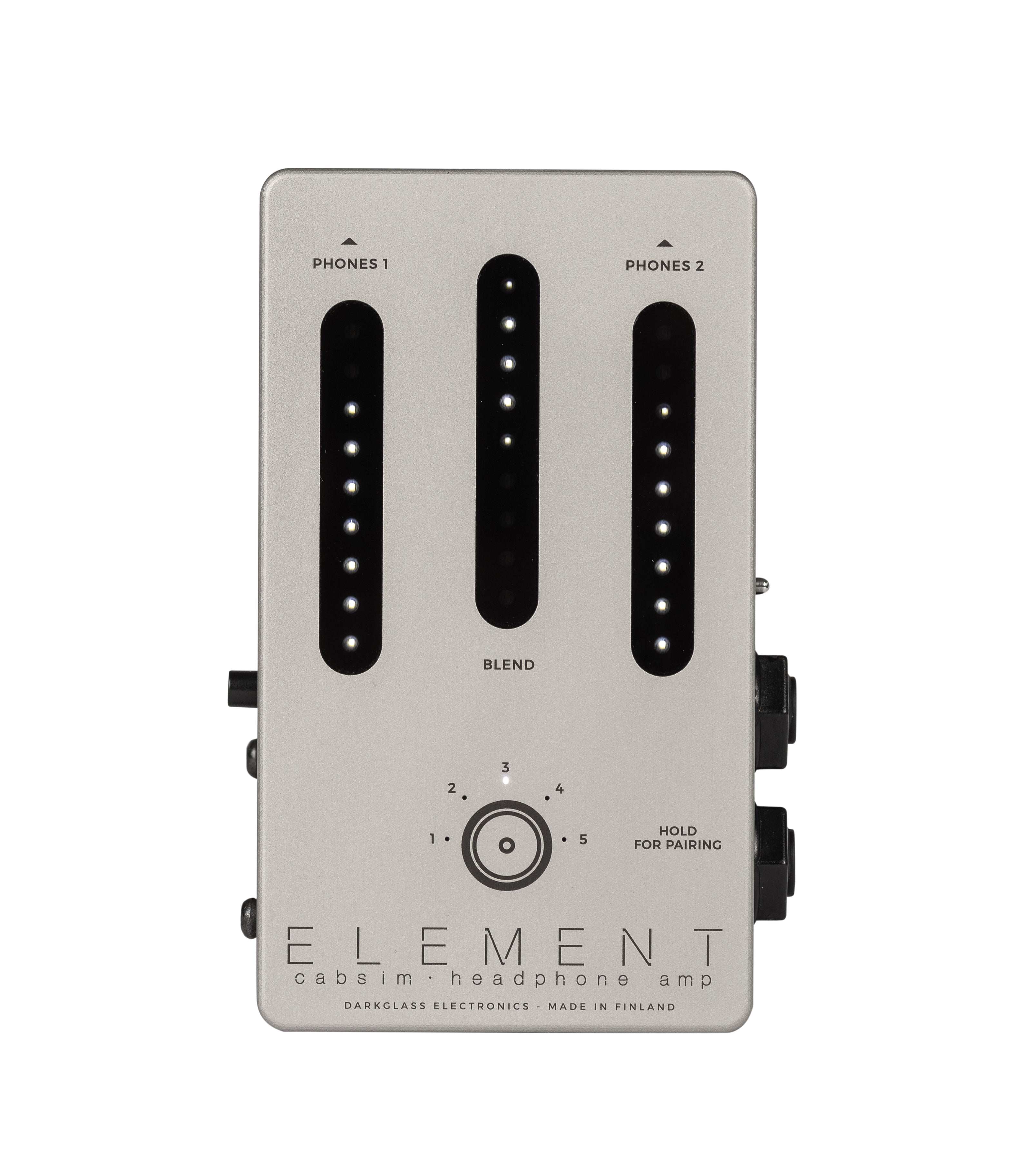 Darkglass Element cabsim headphone amp — silver, side ports detail
